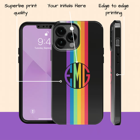 LGBTQ Custom Rainbow Monogram Pride iPhone Case